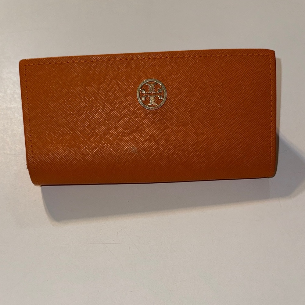 Tory Burch Orange Leather Glasses Case with‎ Dust bag